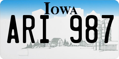 IA license plate ARI987