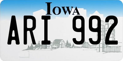 IA license plate ARI992