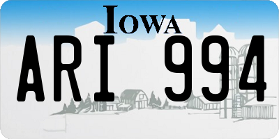 IA license plate ARI994