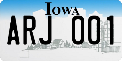 IA license plate ARJ001