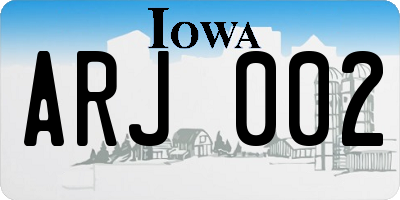 IA license plate ARJ002