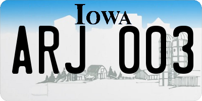 IA license plate ARJ003