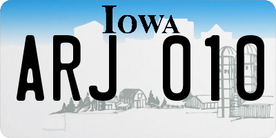 IA license plate ARJ010