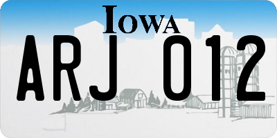 IA license plate ARJ012