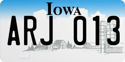 IA license plate ARJ013