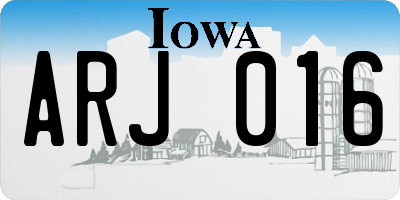 IA license plate ARJ016