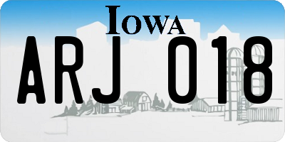 IA license plate ARJ018