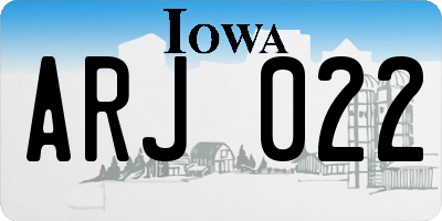 IA license plate ARJ022