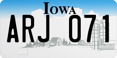 IA license plate ARJ071