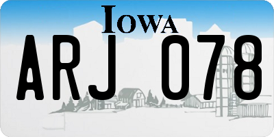 IA license plate ARJ078