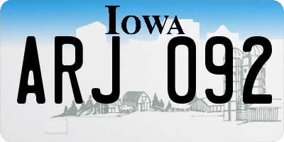 IA license plate ARJ092