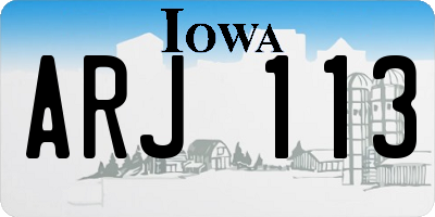 IA license plate ARJ113