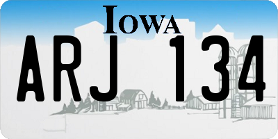 IA license plate ARJ134