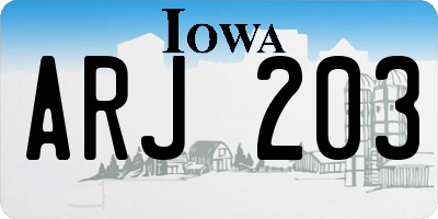 IA license plate ARJ203