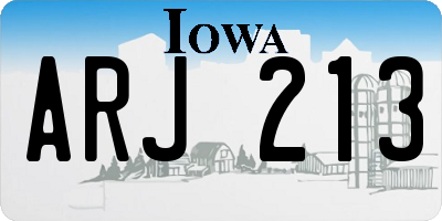 IA license plate ARJ213