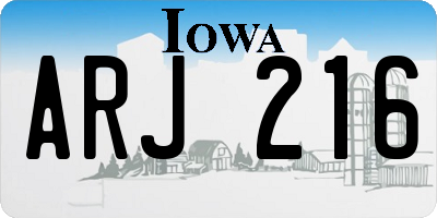 IA license plate ARJ216