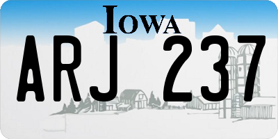 IA license plate ARJ237