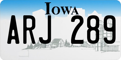 IA license plate ARJ289