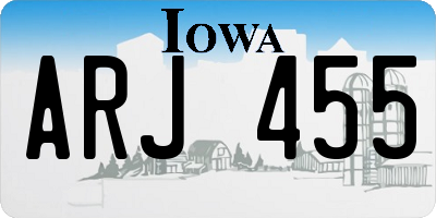 IA license plate ARJ455