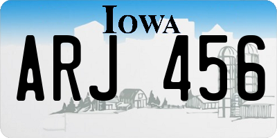 IA license plate ARJ456