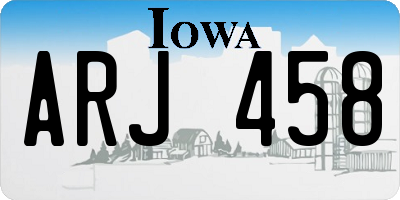 IA license plate ARJ458