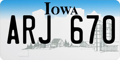 IA license plate ARJ670