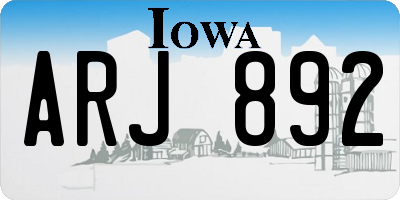 IA license plate ARJ892