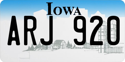 IA license plate ARJ920