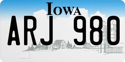 IA license plate ARJ980