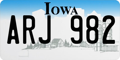 IA license plate ARJ982