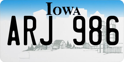 IA license plate ARJ986