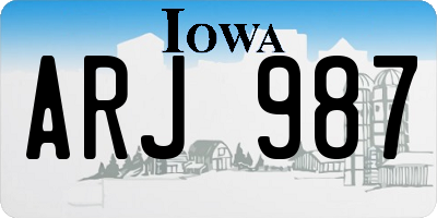 IA license plate ARJ987