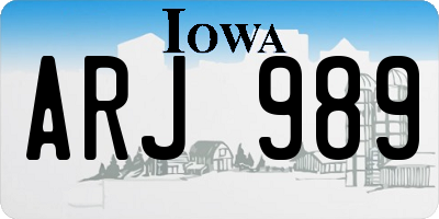 IA license plate ARJ989