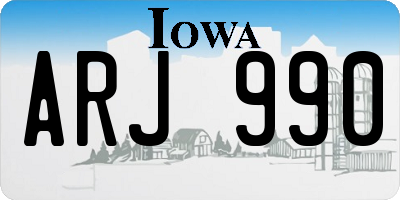 IA license plate ARJ990
