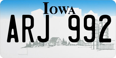 IA license plate ARJ992