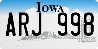 IA license plate ARJ998