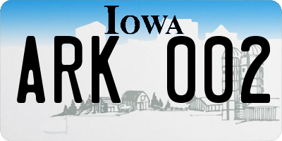 IA license plate ARK002
