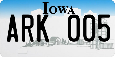 IA license plate ARK005