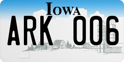 IA license plate ARK006
