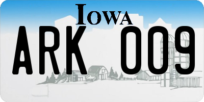 IA license plate ARK009