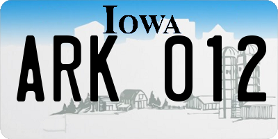 IA license plate ARK012