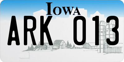 IA license plate ARK013