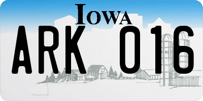 IA license plate ARK016