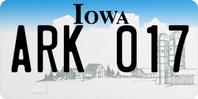 IA license plate ARK017
