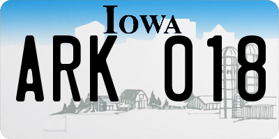 IA license plate ARK018
