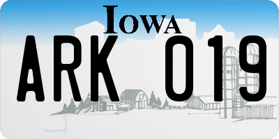 IA license plate ARK019