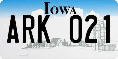 IA license plate ARK021