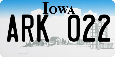 IA license plate ARK022