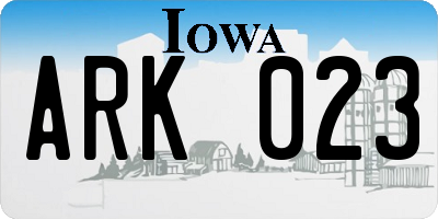 IA license plate ARK023