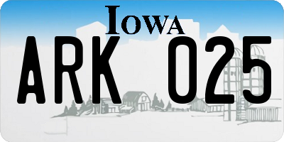 IA license plate ARK025